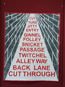 Quilt showing the variety of words used to denote a pathway